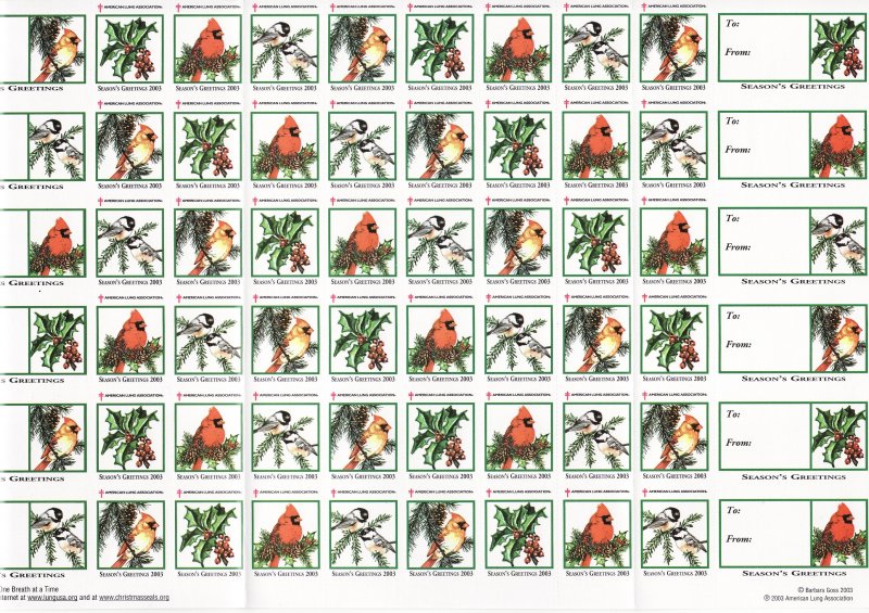    2003-1x, 2003 U.S. National Christmas Seals Sheet