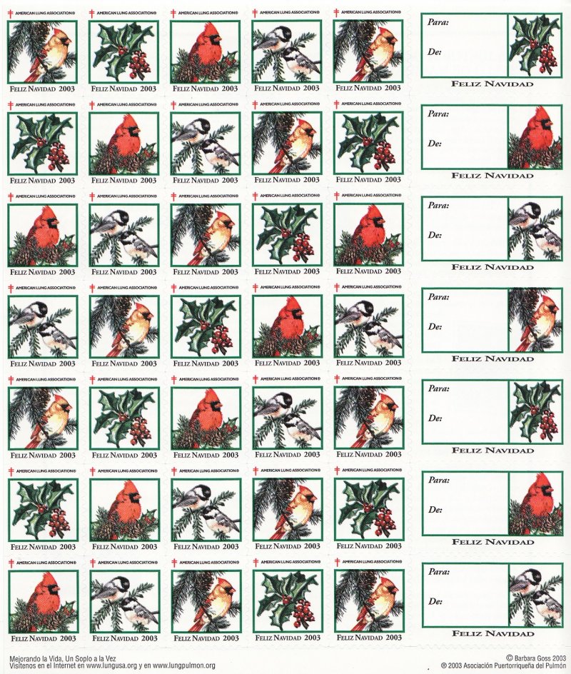  2003-2.3x, 2003 Spanish U.S. National Christmas Seals Sheet