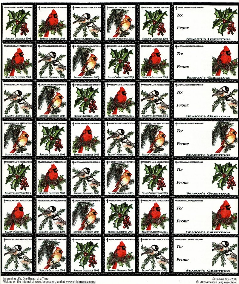 2003-4.1x, 2003 U.S. National Christmas Seals Sheet