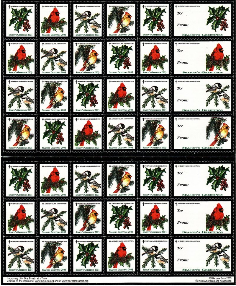 2003-5x, 2003 U.S. National Christmas Seals Sheet