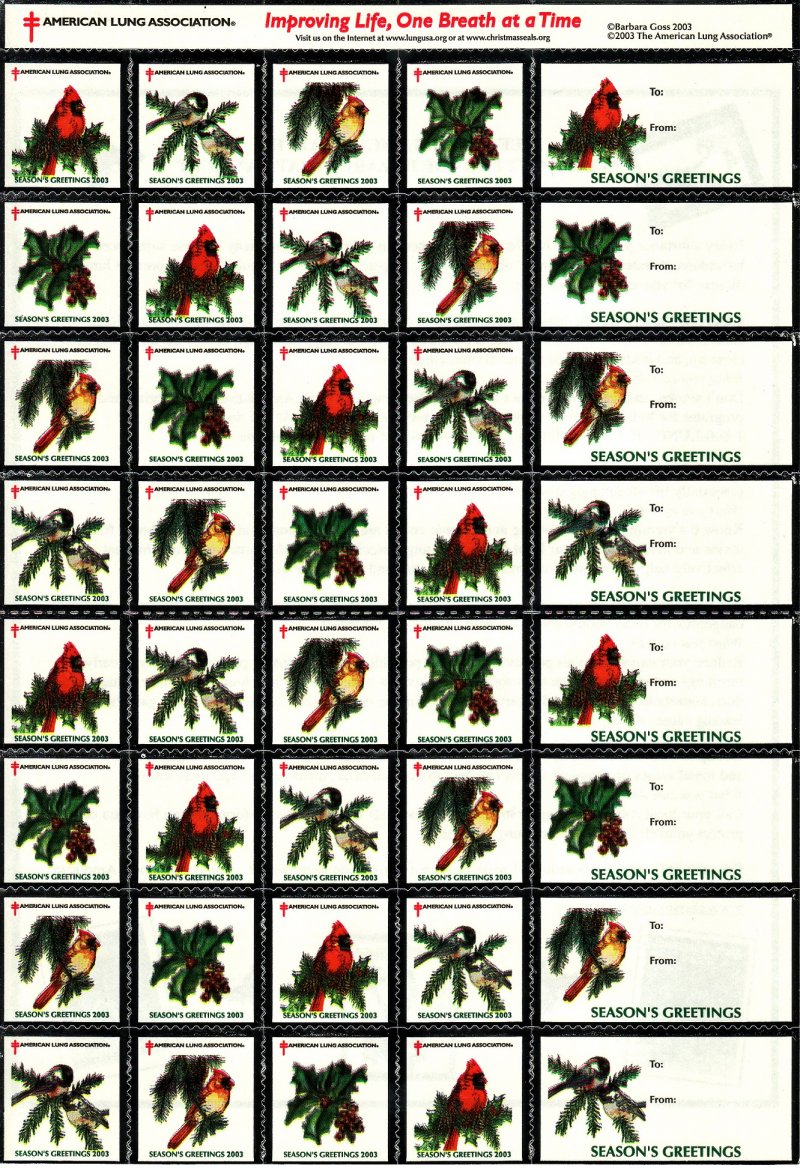 2003-7x1, 2003 U.S. National Christmas Seals Sheet