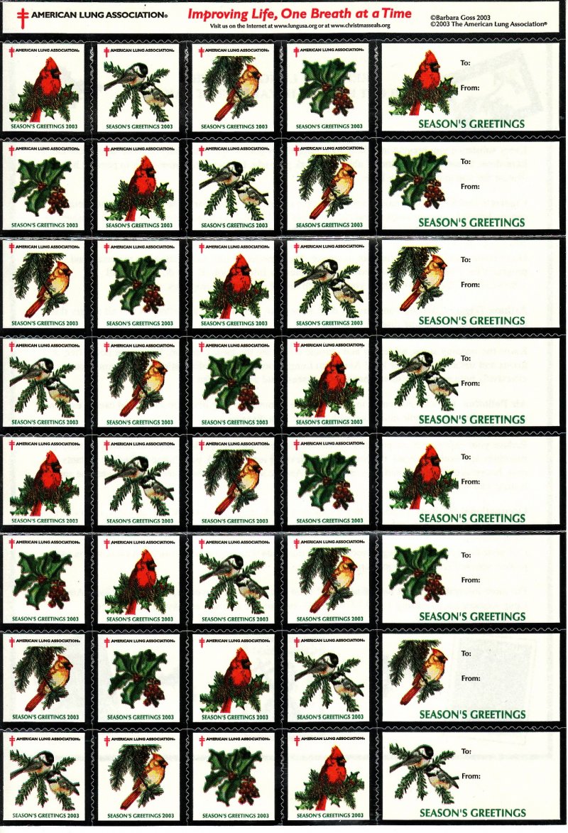 2003-7x2, 2003 U.S. National Christmas Seals Sheet