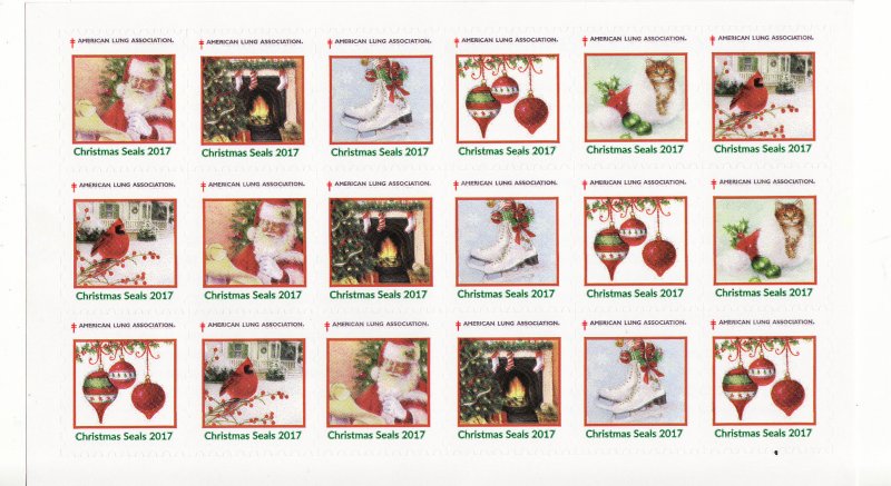   117-1x3, 2017 U.S. National Christmas Seals Pane, R18-NOVS-4-12