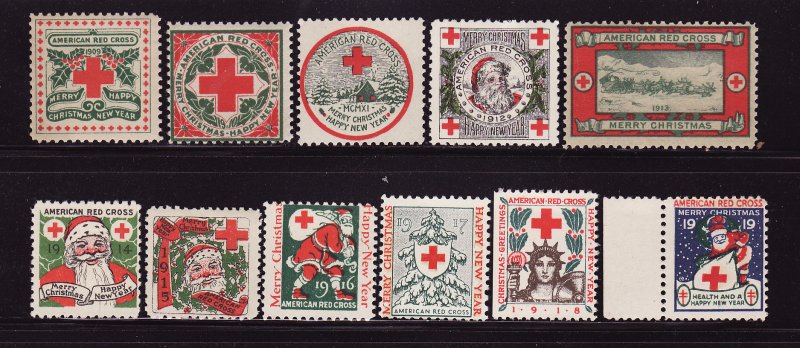   1909-19 U.S. Red Cross Christmas Seal Collection, Avg, As Required 