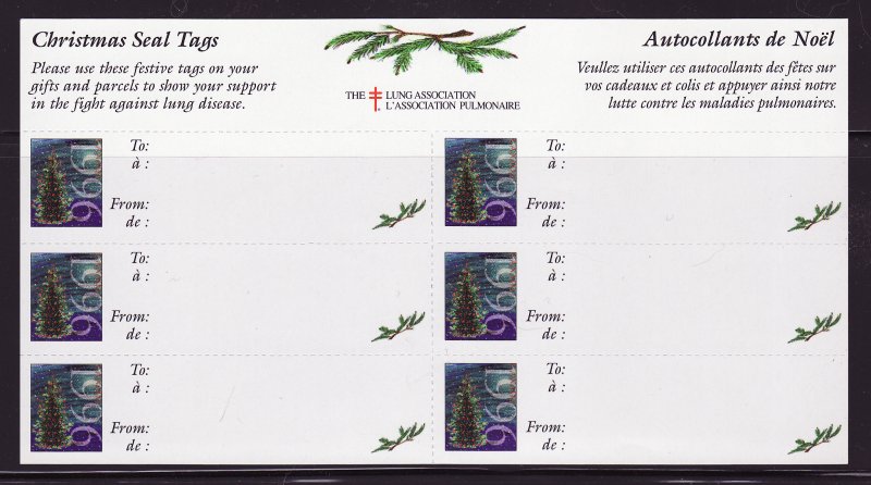 Canada 82St, 1996 CLA Canada Christmas Charity Seals Gift Tags