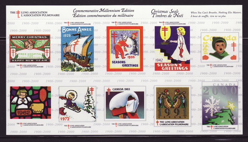 Canada 82Aax, 2000 CLA Canada Centennial Christmas Charity Seals Sheet 