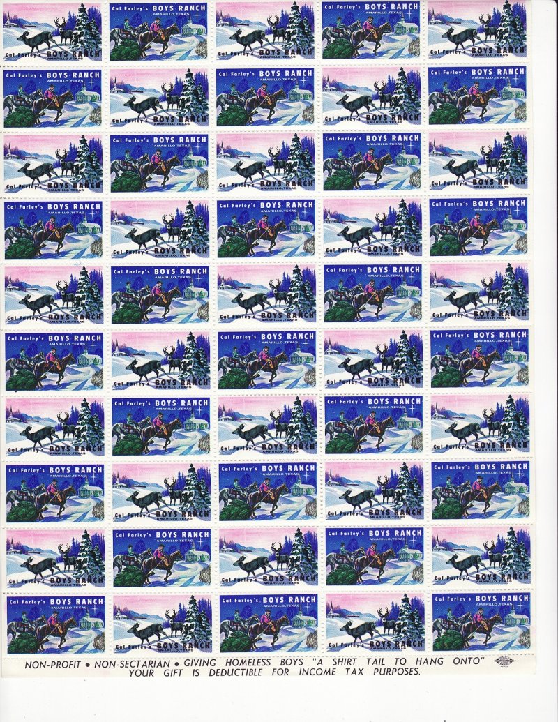 Cal Farley 10-640.12x, 1961 Cal Farley Boys Ranch Charity Seals Sheet