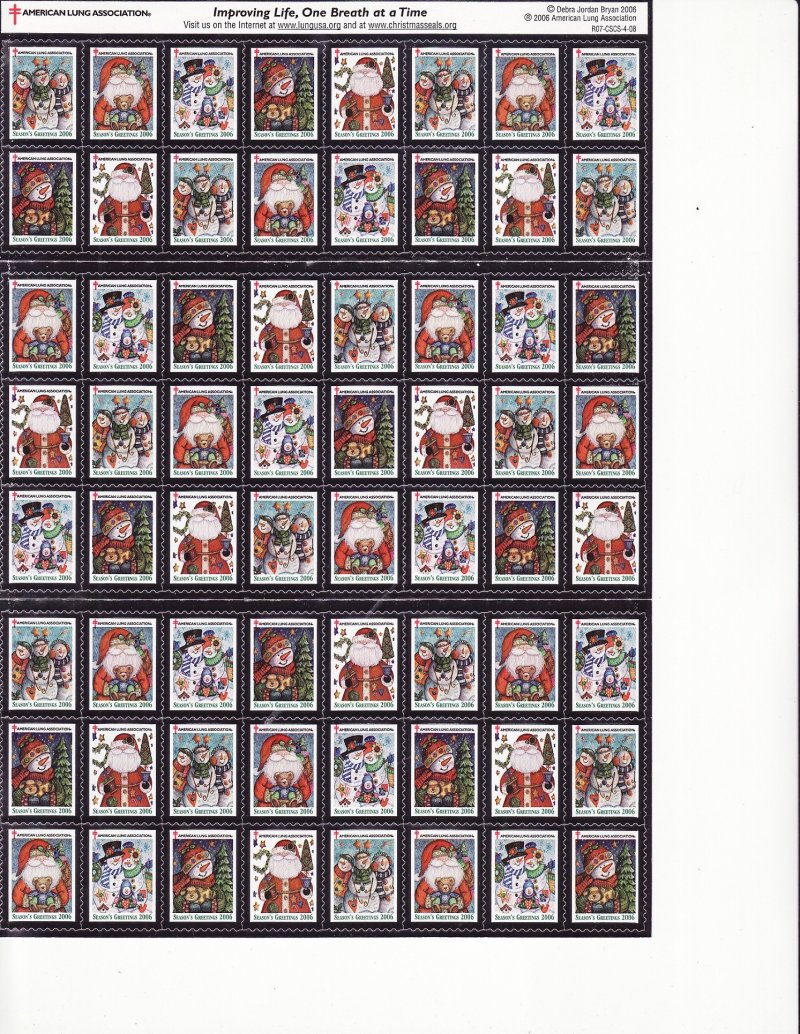  2006-1x3, 2006 U.S. National Christmas Seals Sheet, R07-CSCS-4-08