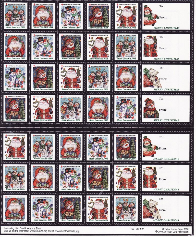  2006-1x5, 2006 U.S. National Christmas Seals Sheet, R07-FUIS-4-27