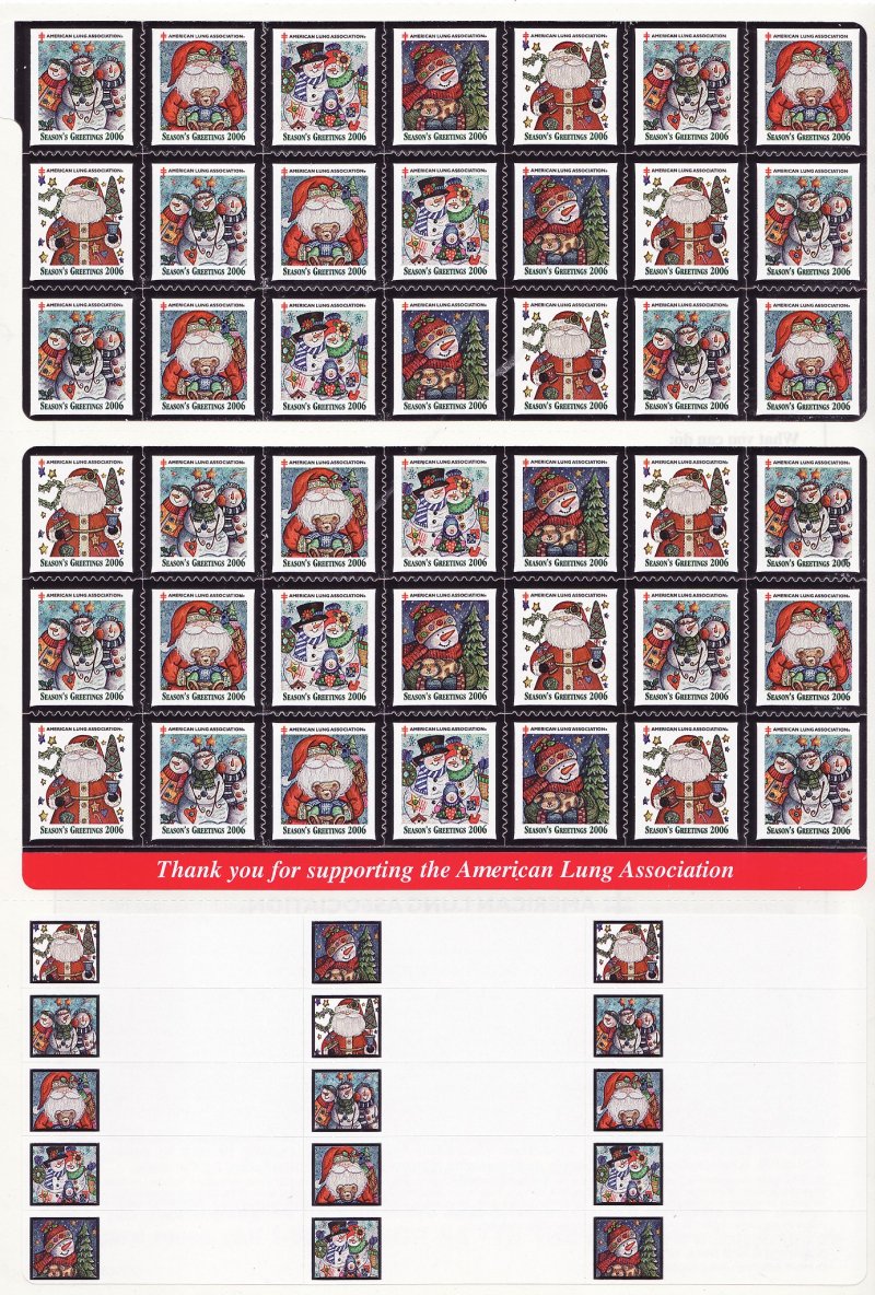  2006-1x4A, 2006 U.S. National Christmas Seals Sheet & Address Labels