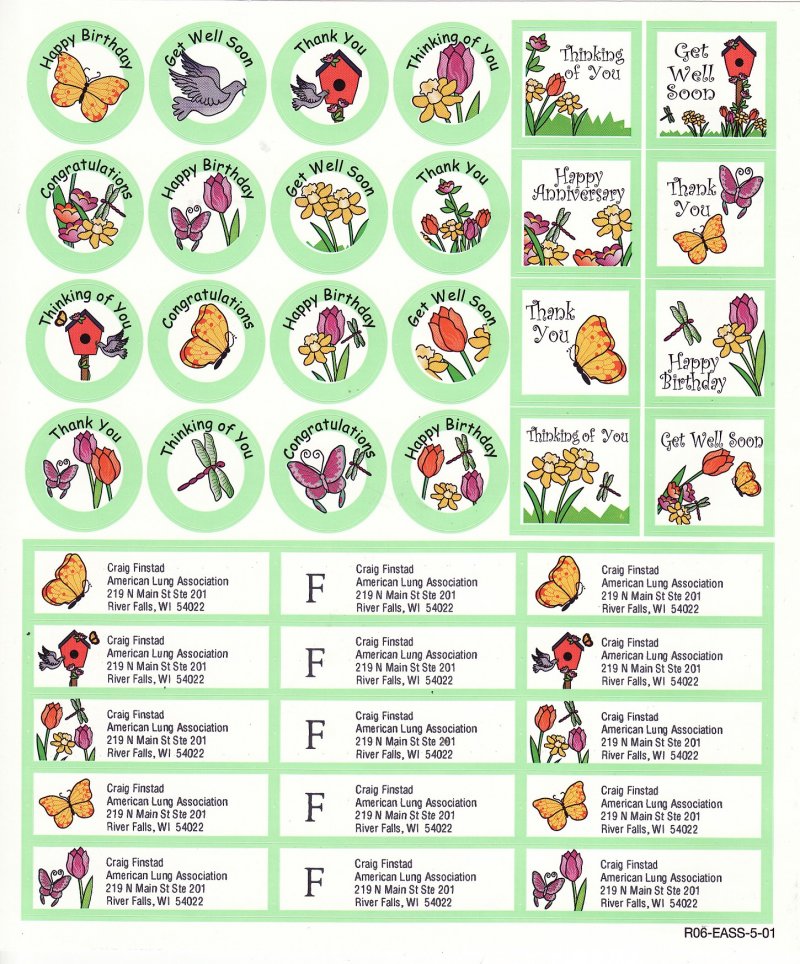 106-S1.6xA, 2006 ALA Spring Greeting Stickers & Address Labels, R06-EASS-5-01