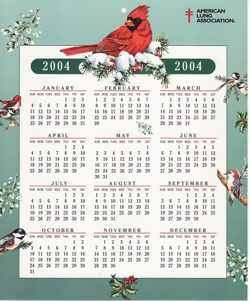  CL103-1x3, 2004 ALA U.S. Christmas Seals Themed Calendar 