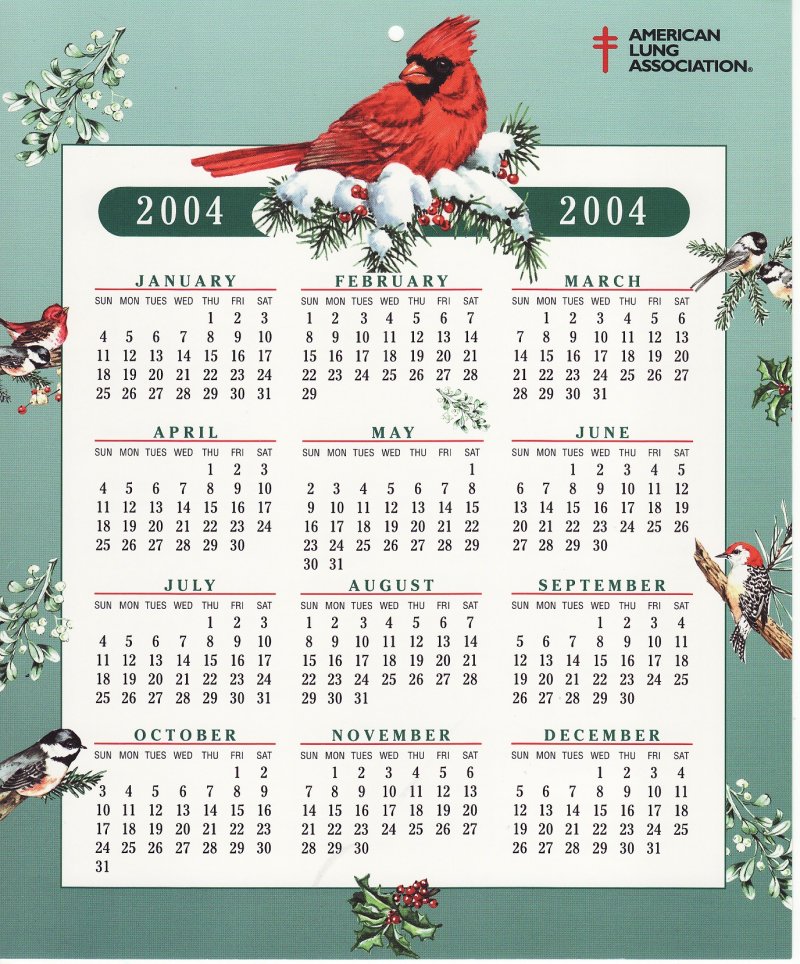  CL103-1x2, 2004 ALA U.S. Christmas Seals Themed Calendar 