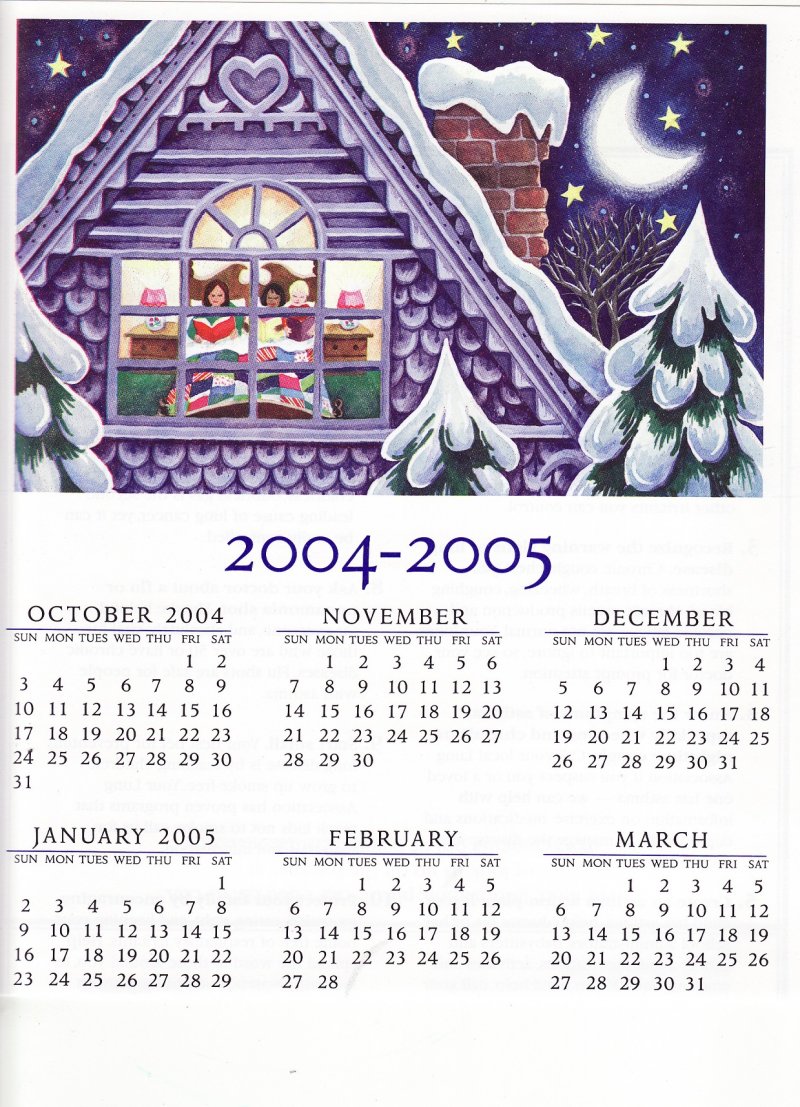 CL104-1x1, 2004-2005 ALA U.S. Christmas Seals Themed Calendar, top half
