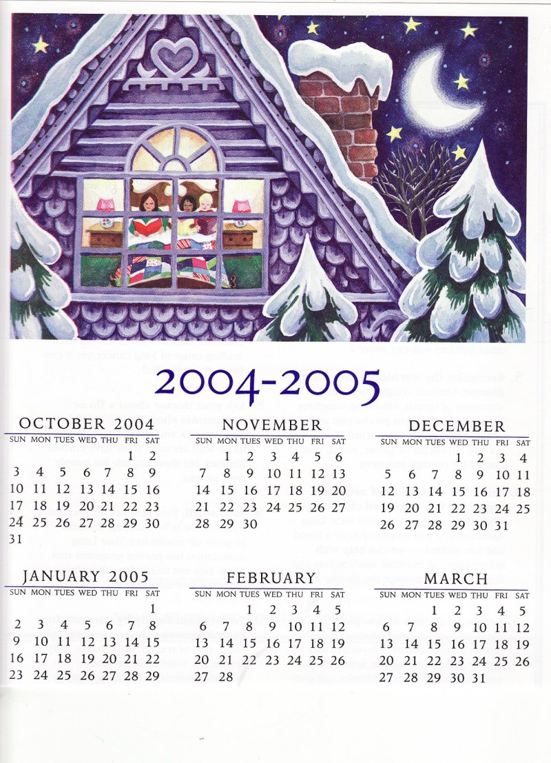  CL104-1x1, 2004-2005 ALA U.S. Christmas Seals Themed Calendar 