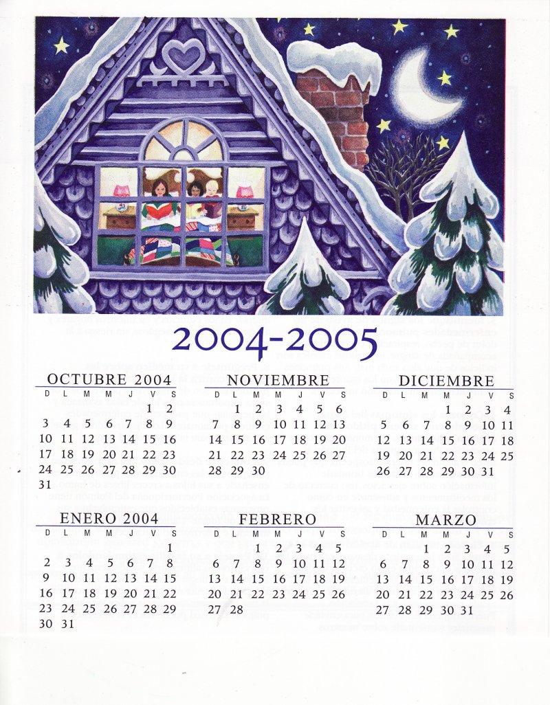 CL104-1.2, 2004-2005 ALA U.S. Christmas Seals Themed Calendar, Spanish Text, top half