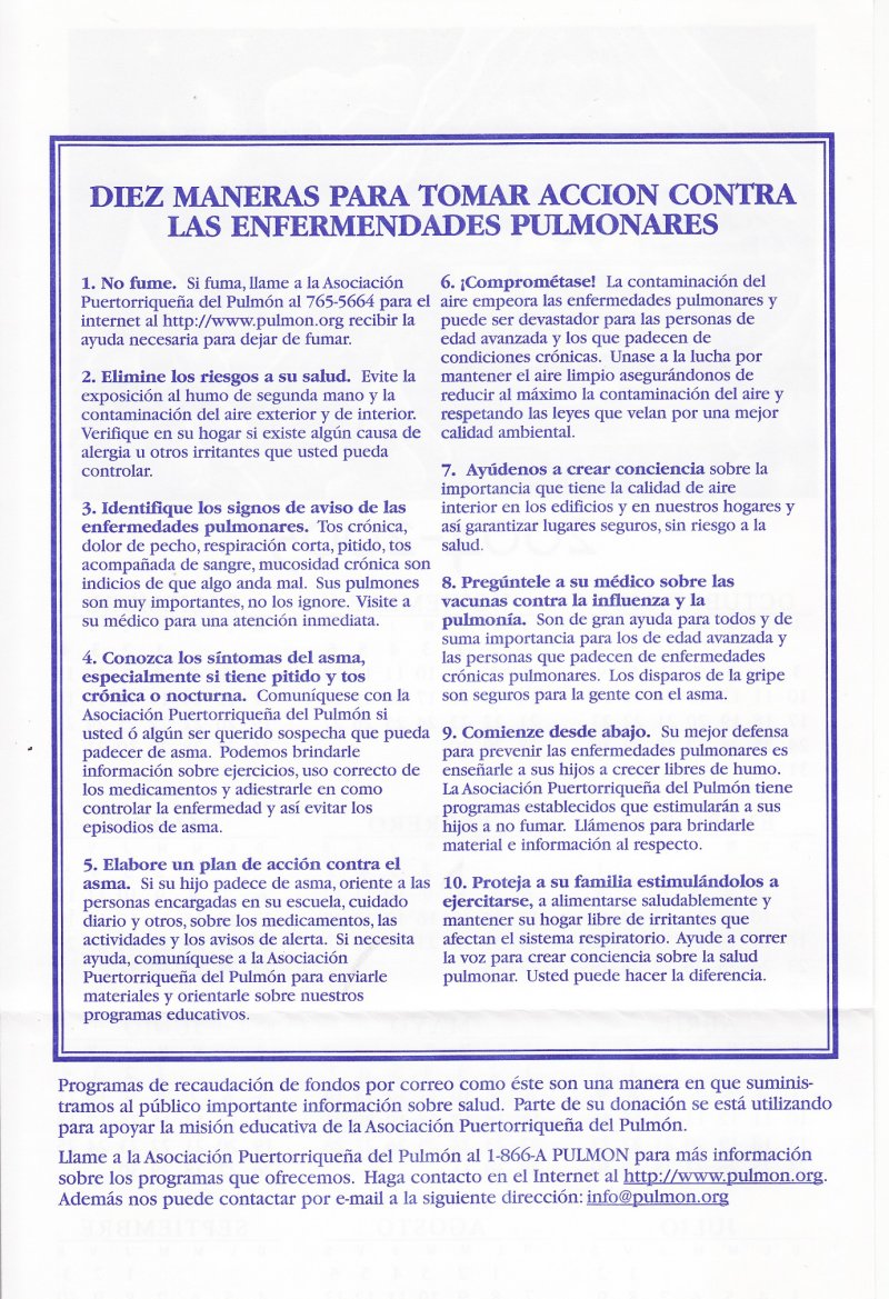 CL104-1.2, 2004-2005 ALA U.S. Christmas Seals Themed Calendar, Spanish Text, reverse of calendar