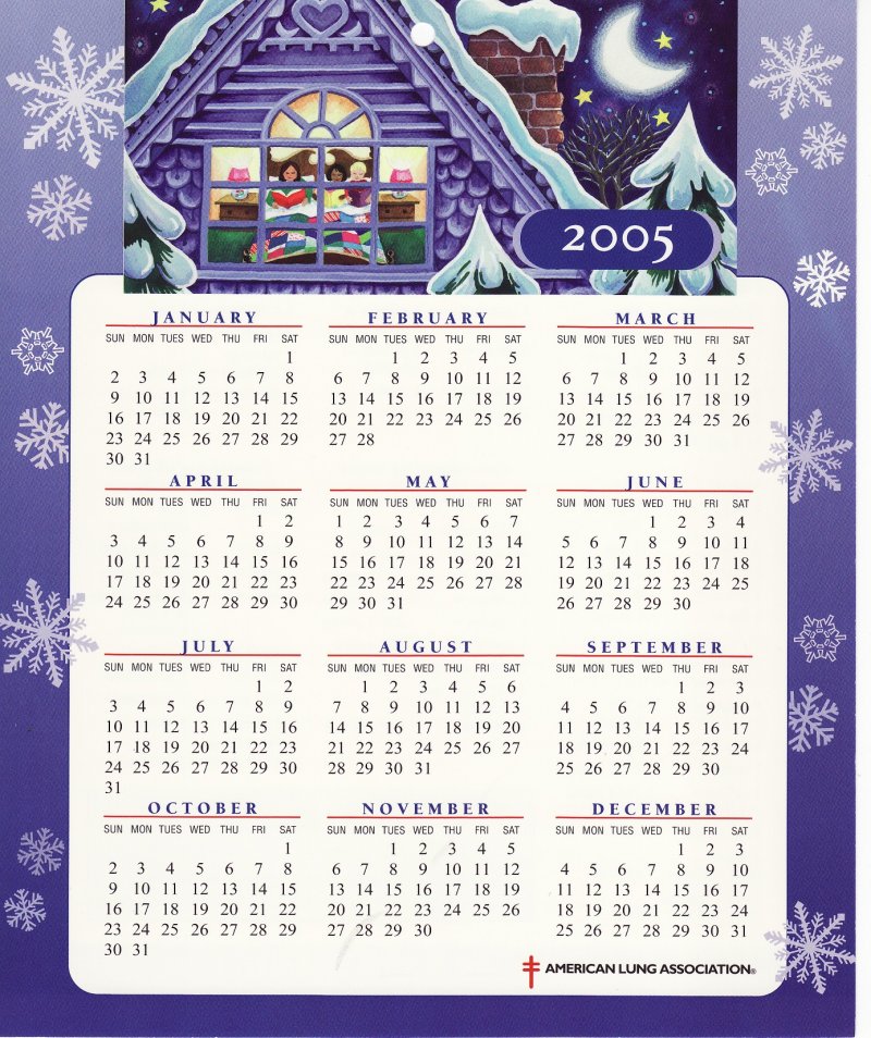 CL104-1x3, 2005 ALA U.S. Christmas Seals Themed Calendar 