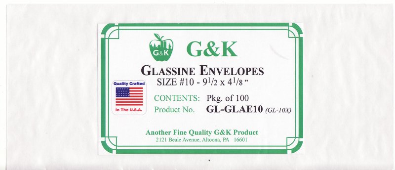 G&K Glassline Envelopes, #10, 100 Envelopes