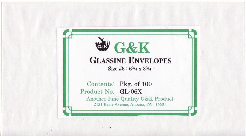 G&K Glassline Envelopes, #6, 100 Envelopes