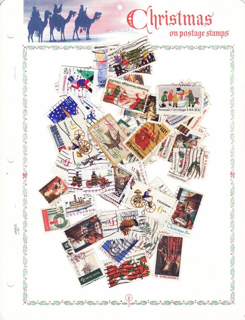 U.S. Christmas Stamps Collection, Stamp Mixture with White Ace Album Pages