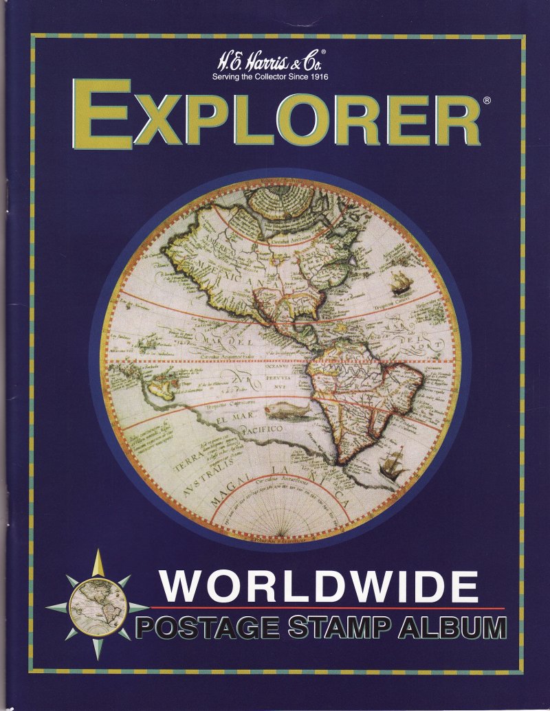H.E. Harris & Co., Explorer Worldwide  Postage Stamp Album, front cover
