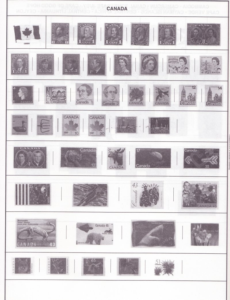 H.E. Harris & Co., Explorer Worldwide Postage Stamp Album, sample page