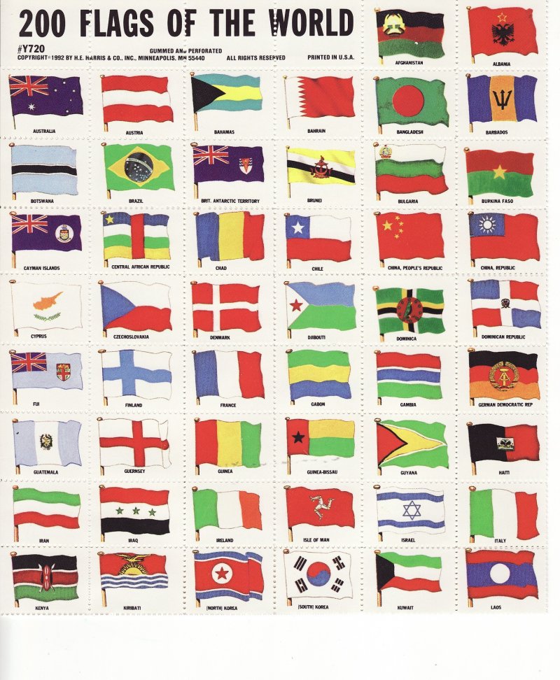 200 Flags of the World, gummed & perforated