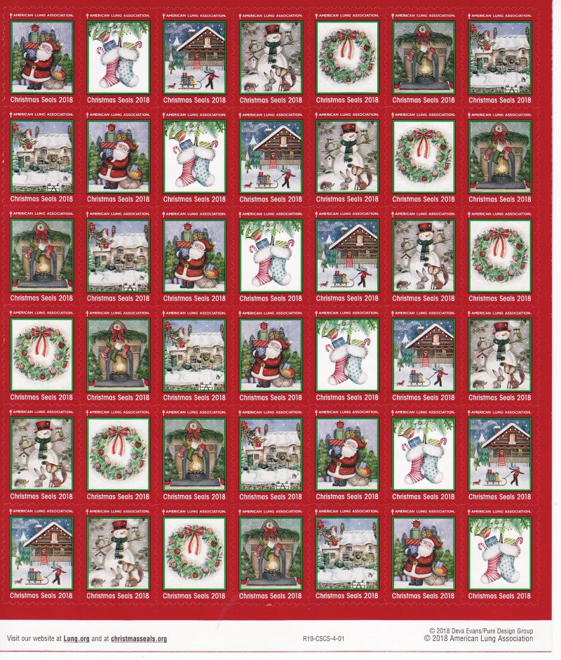  118-1x1, WX377, 2018 U.S. National Christmas Seals Sheet, R19-CSCS-4-01