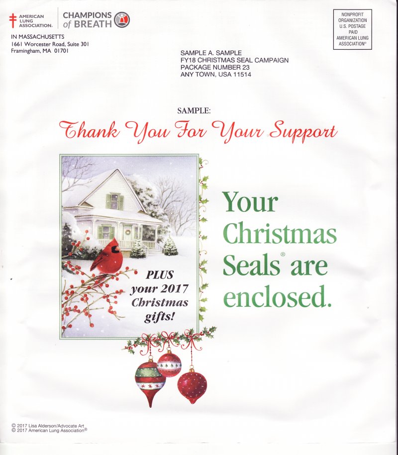 117-1.6pac, 2017 ALA National Design U.S. Christmas Seal Packet