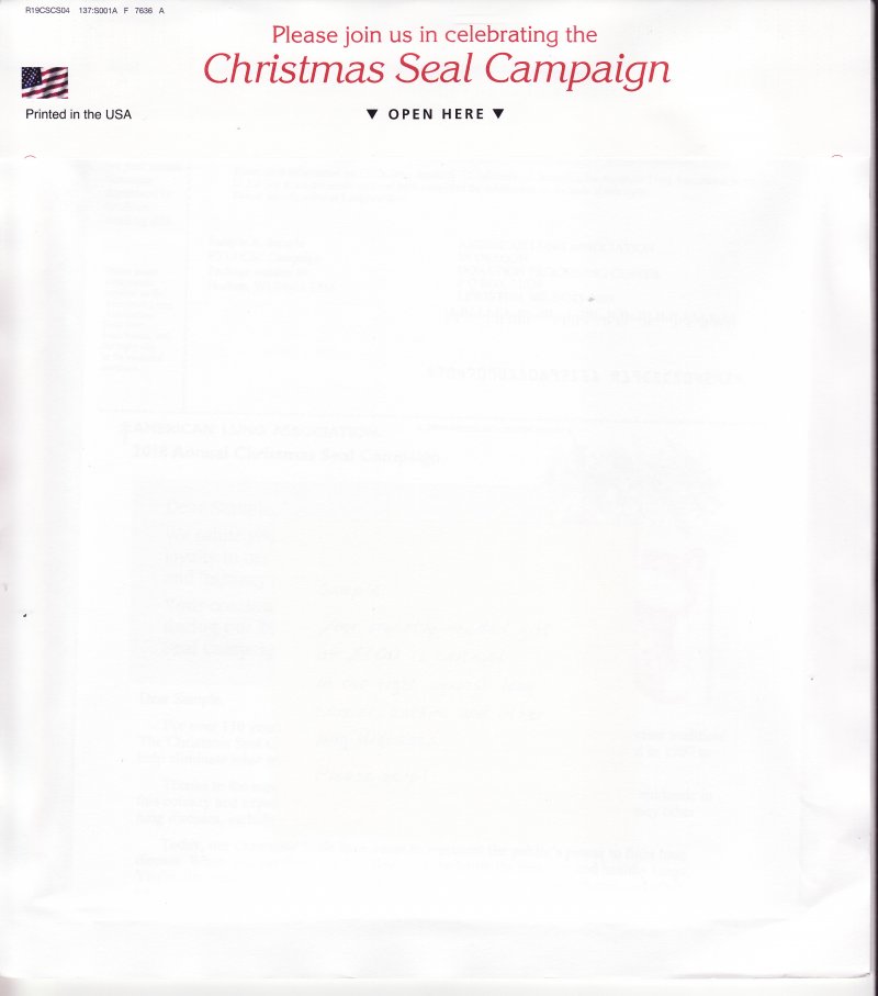 118-1.1pac, 2018 ALA National Design U.S. Christmas Seal Packet, reverse of packet