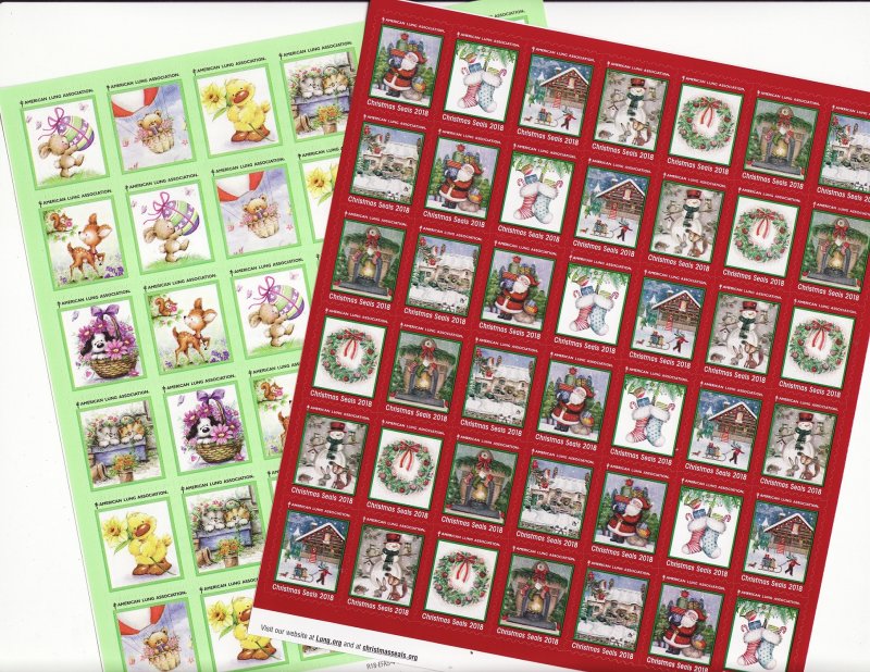 2018 U.S. Christmas Seals & 2018 U.S Spring Charity Seals Sheet Collection