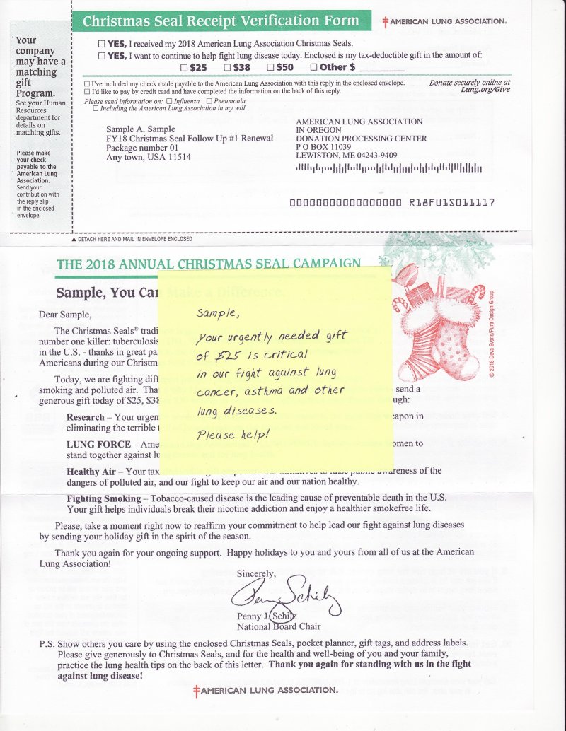 RCL118-1.1, 2018 U.S National Christmas Seal Renewal Campaign Letter