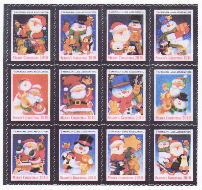 110-T1, 2010 U.S. Test Design Christmas TB Seals, As Required 