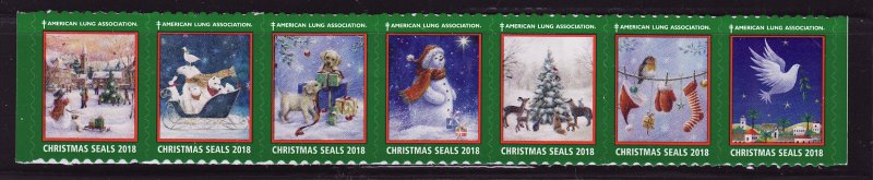 118-T5, 2018 U.S. Test Design Christmas Seals, As Required Strip of 7 Designs