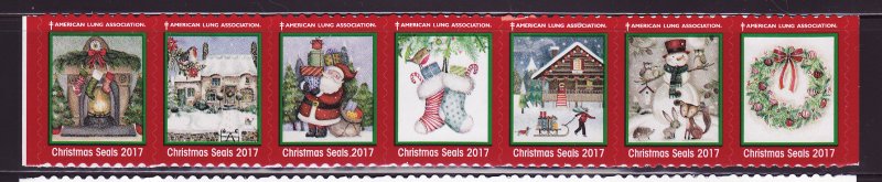 117-T1, 2017 U.S. Test Design Christmas Seals, As Required Strip of 7 Designs