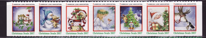 117-T2, 2017 U.S. Test Design Christmas Seals, As Required Strip of 7 Designs