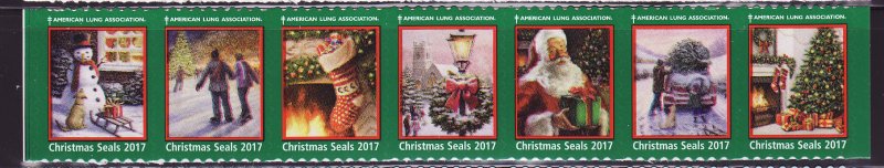117-T3, 2017 U.S. Test Design Christmas Seals, As Required Strip of 7 Designs