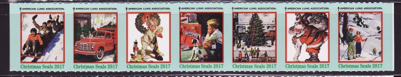 117-T4, 2017 U.S. Test Design Christmas Seals, As Required Strip of 7 Designs
