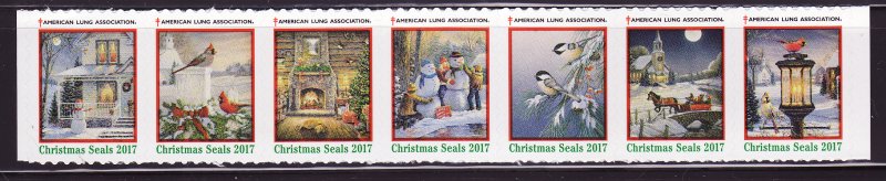 117-T5, 2017 U.S. Test Design Christmas Seals, As Required Strip of 7 Designs