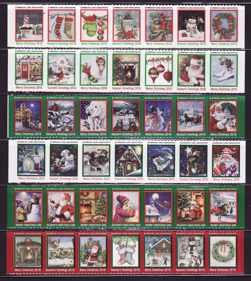  2016 U.S. National & Test Design Christmas Seal Collection, As Required 