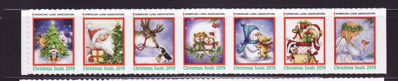 119-1, WX379, 2019 U.S. National Christmas Seals, As Required Strip of 7 Designs