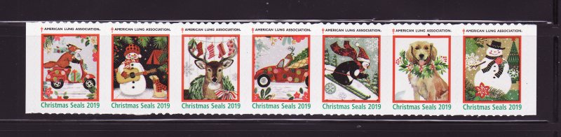 119-T1, 2019 U.S. Test Design Christmas Seals As Required Strip of 7 Designs