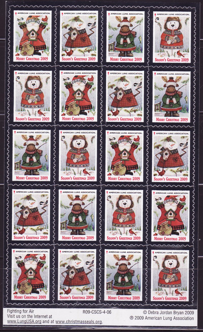   2009-1x5, 2009 U.S. National Christmas Seals Pane, R09-CSCS-4-06