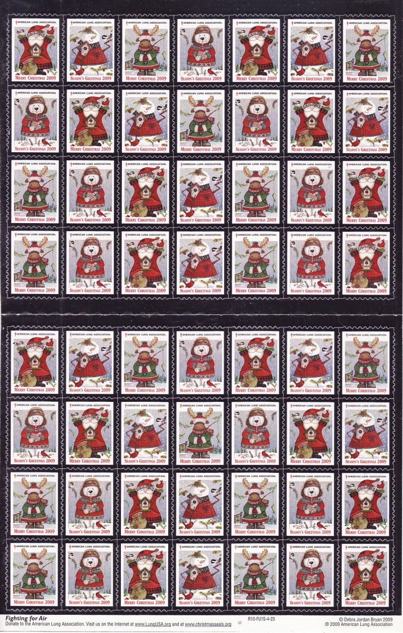   2009-1x6, 2009 U.S. National Christmas Seals Sheet, R10-FU1S-4-23