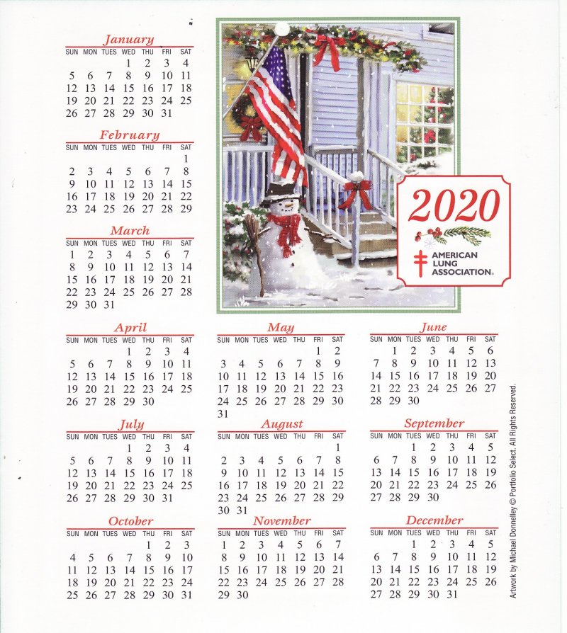 CL119-T2, ALA 2020 U.S. Christmas Seal Themed Calendar, FY20-Cal-09