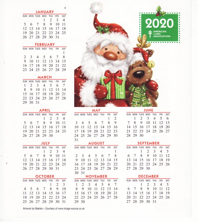 CL119-T4, ALA 2020 U.S. Christmas Seal Themed Calendar, FY20-Cal-11