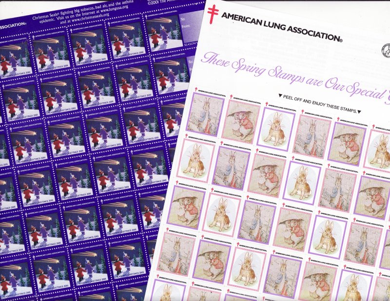    2001 ALA U.S. Christmas Seals & U.S Spring Charity Seals Sheet Collection