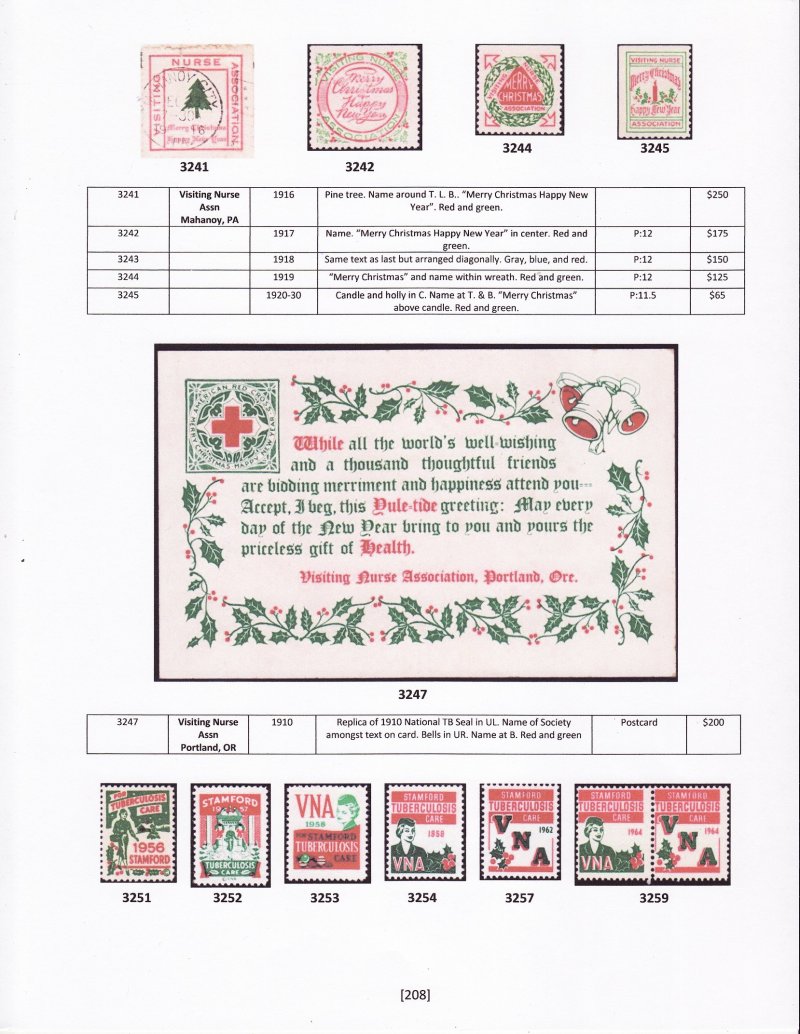 Green's Catalog, Part 2, U.S. Local TB Christmas Seals, 2020 ed., page 208