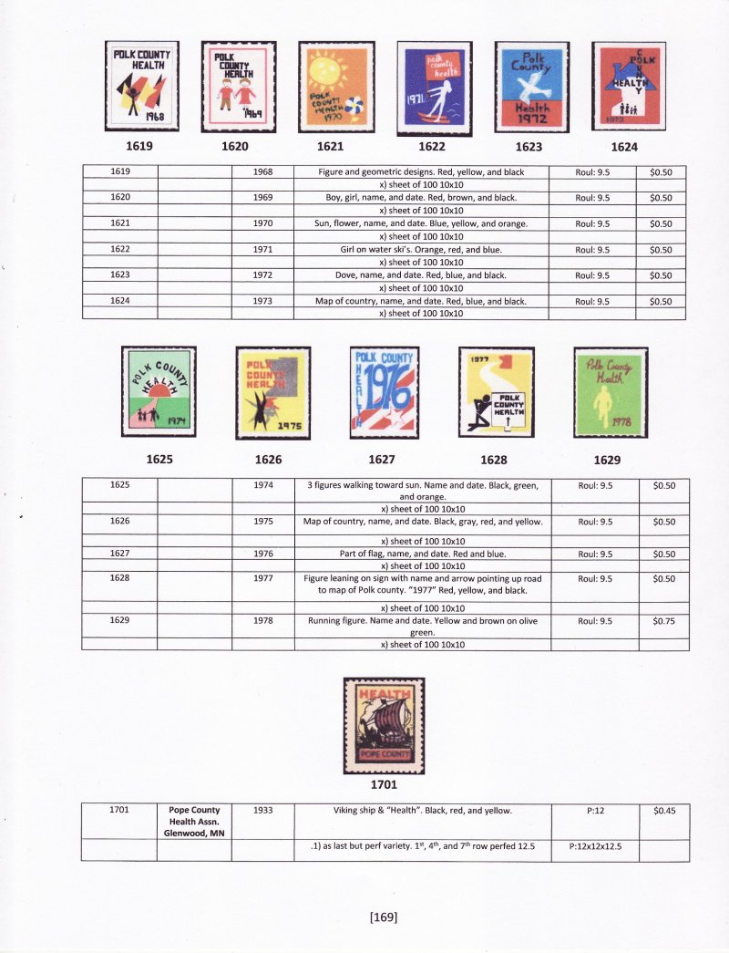 Green's Catalog, Part 2, U.S. Local TB Christmas Seals, 2020 ed., page 169